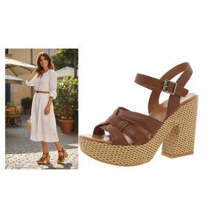 KORKS DEE Brown Buckle Block Platform Heels Women's Size 9 New in Box